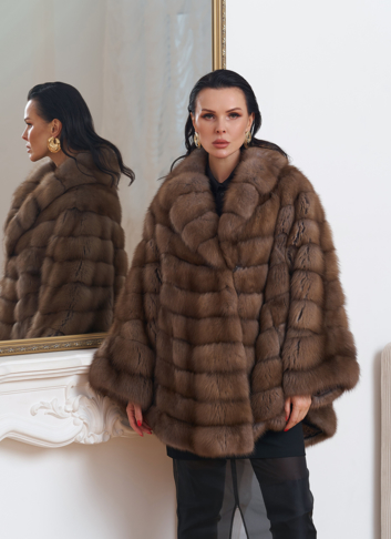 Шуба из куницы оверсайз