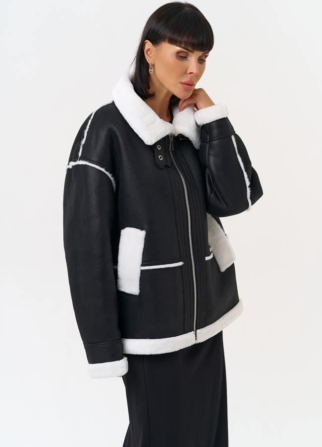 Женская дубленка из эко замши с воротником стойкой модель № 31510 универмаг малина