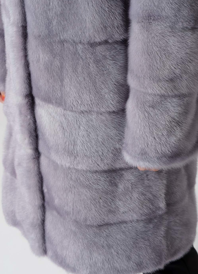 Норковая шуба с капюшоном голубого цвета трансформер  4 в 1 модель № 29120 универмаг малина