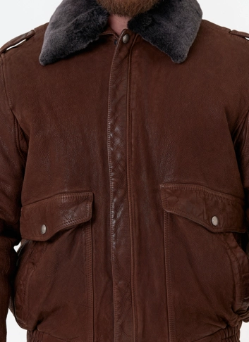 Куртка пилот из натуральной кожи с отделкой из овчины
