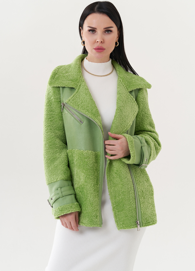 Комбинированная эко дубленка модель № 26736 в рассрочку