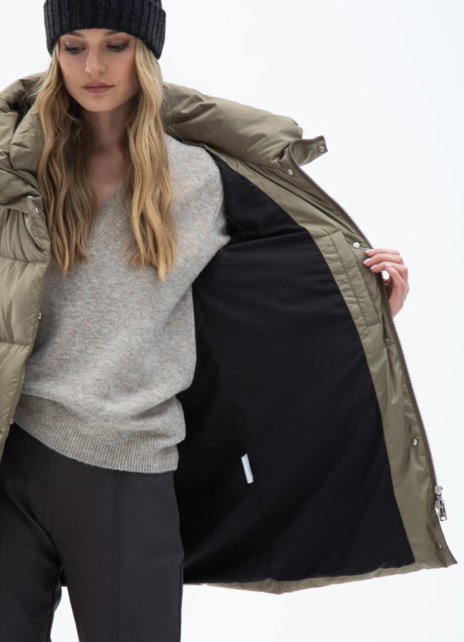 Женский пуховик с капюшоном модель № 31147 универмаг малина