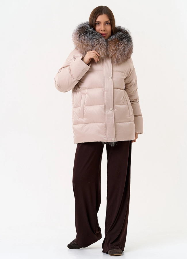 Женский пуховик с отделкой из меха блюфрост модель № 31440 в кредит