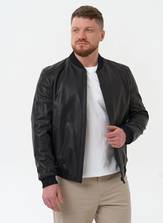 Мужская куртка бомбер из натуральной кожи