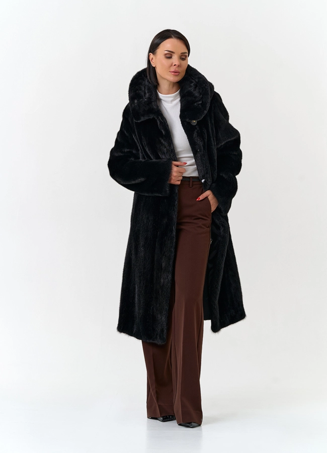 Шуба из меха норки с капюшоном модель № 32681 универмаг малина
