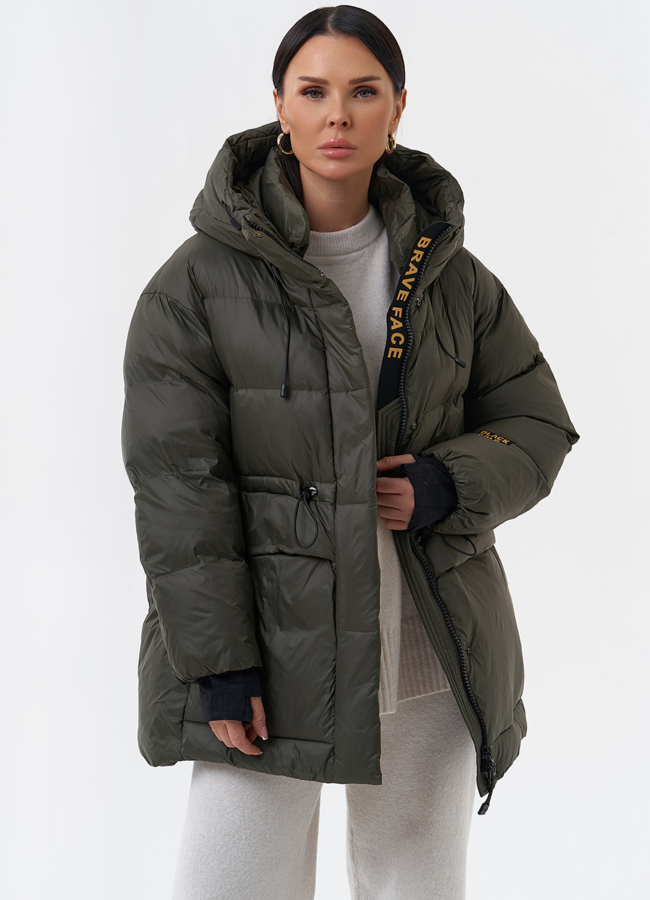 Женский пуховик с капюшоном модель № 29178 меха малина