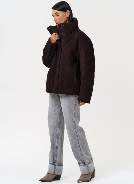 Куртка -пуховик из натуральной замши