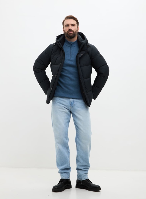 Мужской пуховик с капюшоном больших размеров