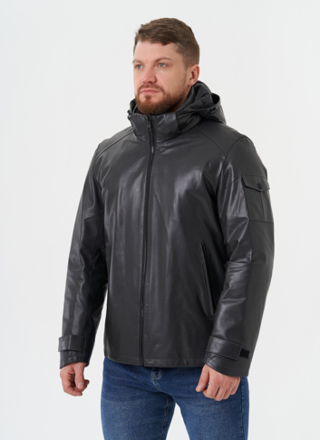 Куртка из натуральной кожи с капюшоном