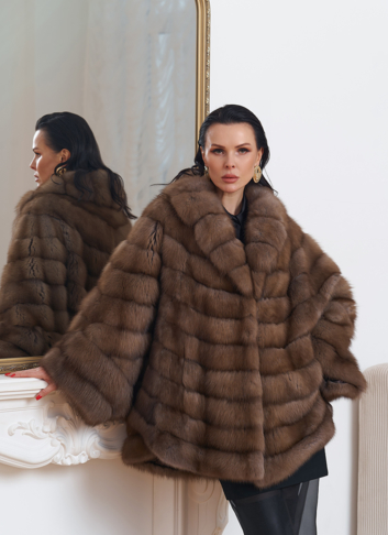 Шуба из куницы оверсайз