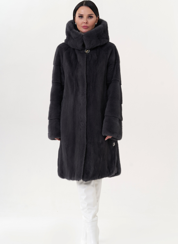 Шуба из норки в цвете графит